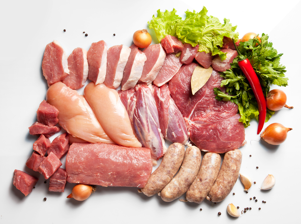 Ingredient's of fresh meat ready to cook on barbecue  - background